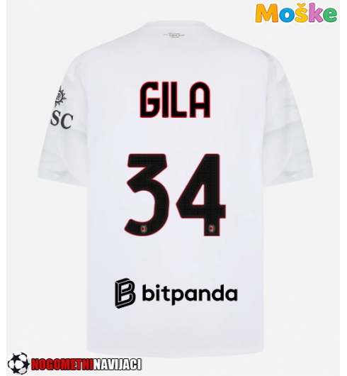 Moške Nogometnih dresov AC Milan Mario Gila #34 Gostujoči 2026-27 Kratki rokavi Moške Nogometnih dresov AC Milan Mario Gila #34 Gostujoči 2026-27 Kratki rokavi